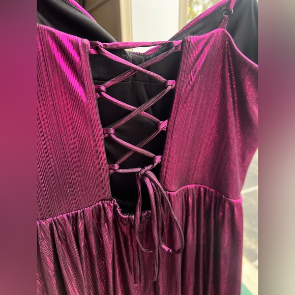 🆕✨City Studio Magenta Pleated Gown Long Formal Dress 9/10 Shiny Satin Prom Maxi - Picture 11 of 17